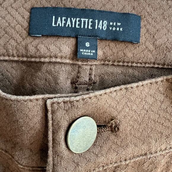 Lafayette 148 Herringbone Brown Trouser Pants Size 6 Stretch 4 Pocket - Picture 4 of 8